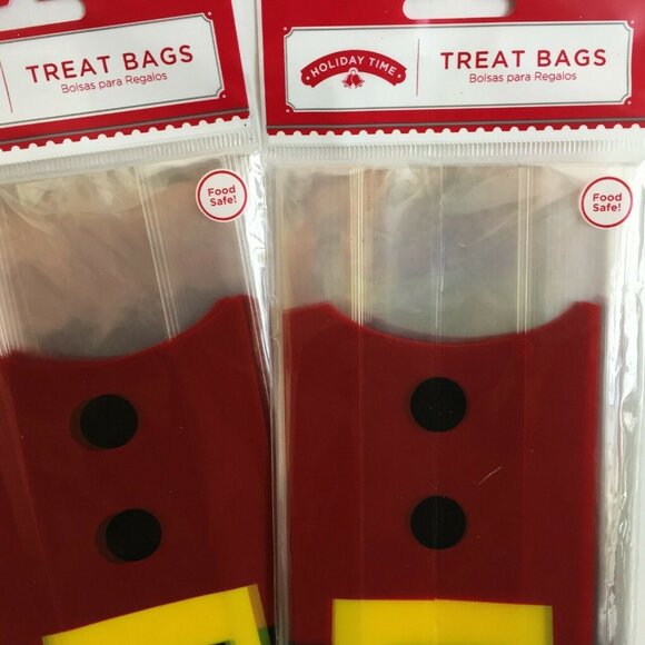 Holiday Time Set 40 Santa Suit Cellophane Treat Gift Bags Ties Cello Baking Food - Picture 2 of 4